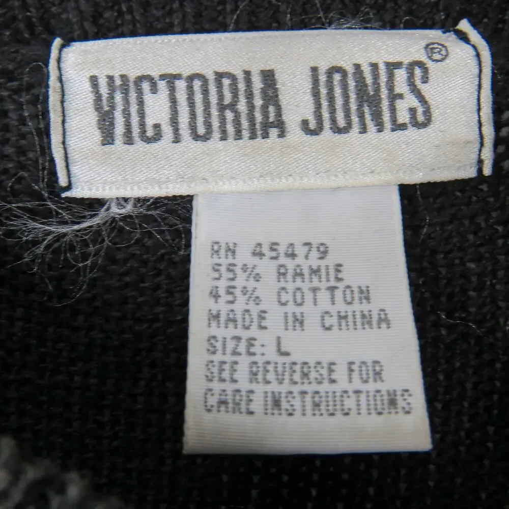 Victoria Jones 1980s Vintage Black & Gold Beaded Embroidered Sweater Large